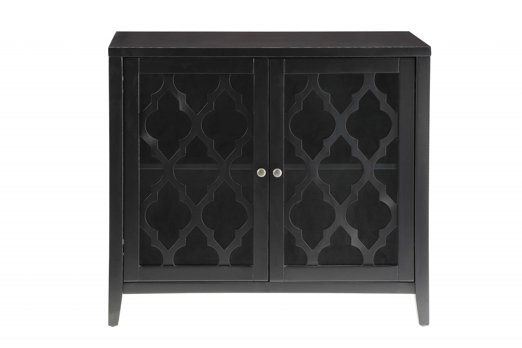 34" Black Sideboard with Two Glass Doors - GreatEagleInc