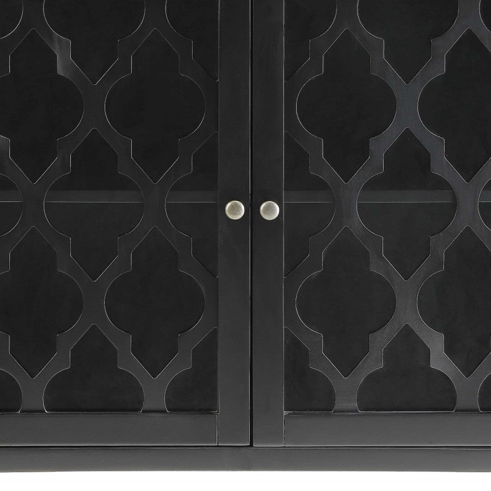 34" Black Sideboard with Two Glass Doors - GreatEagleInc