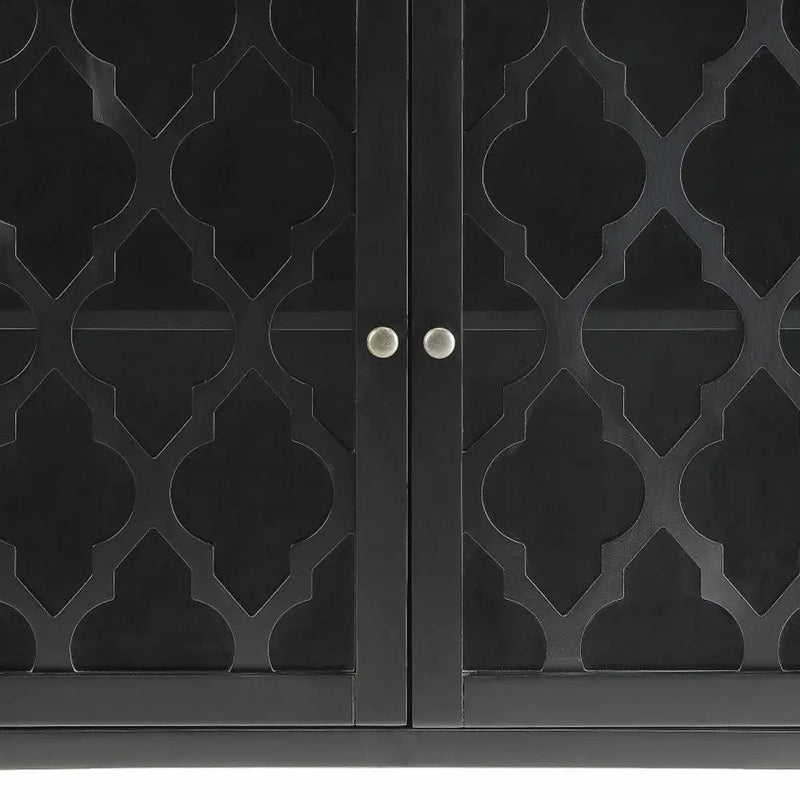 34" Black Sideboard with Two Glass Doors - GreatEagleInc