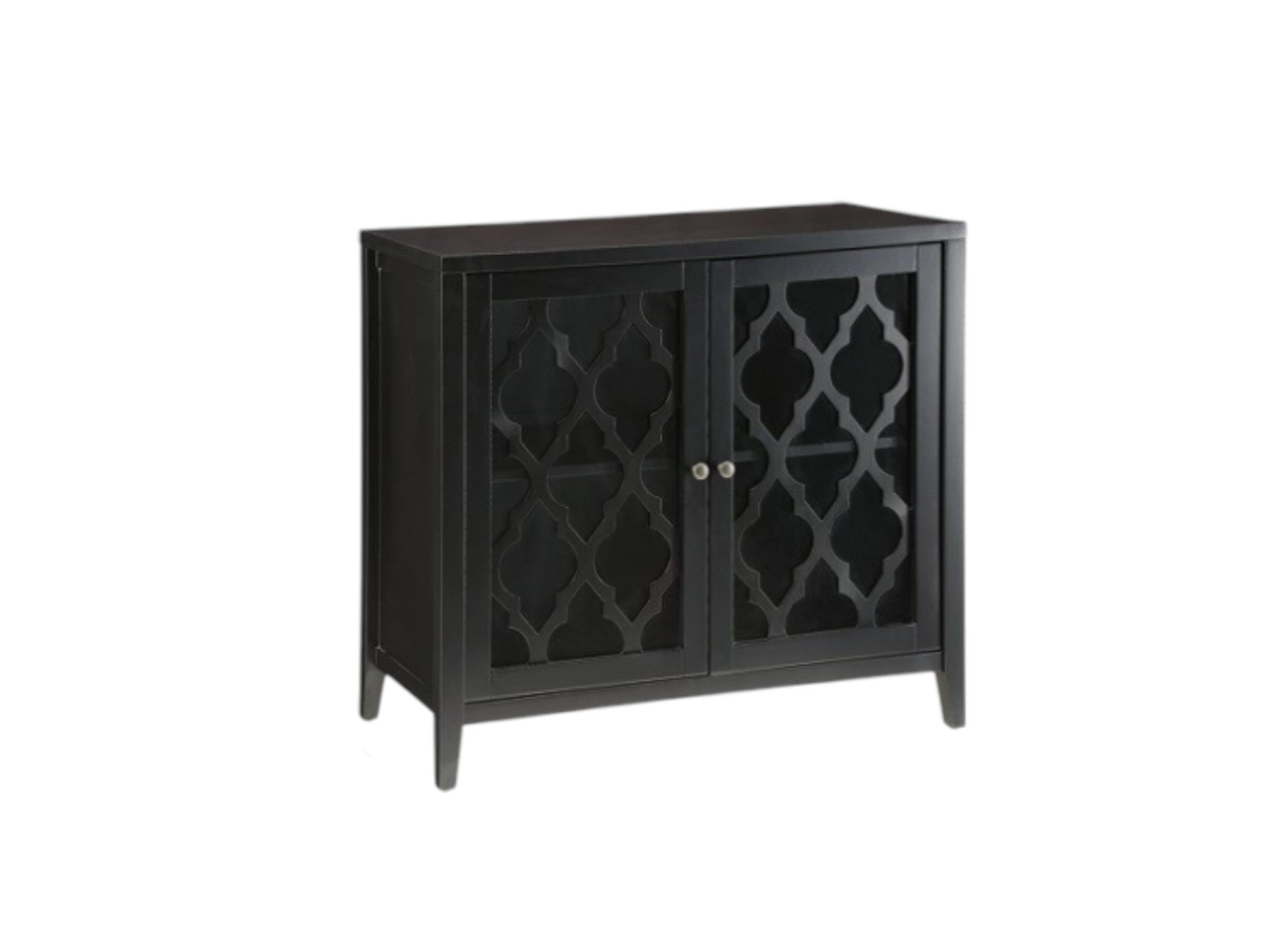 34" Black Sideboard with Two Glass Doors - GreatEagleInc
