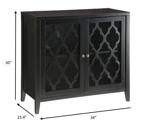 34" Black Sideboard with Two Glass Doors - GreatEagleInc