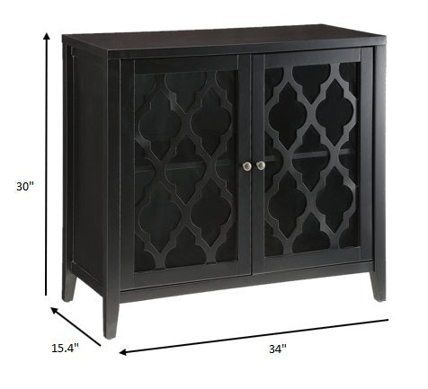 34" Black Sideboard with Two Glass Doors - GreatEagleInc