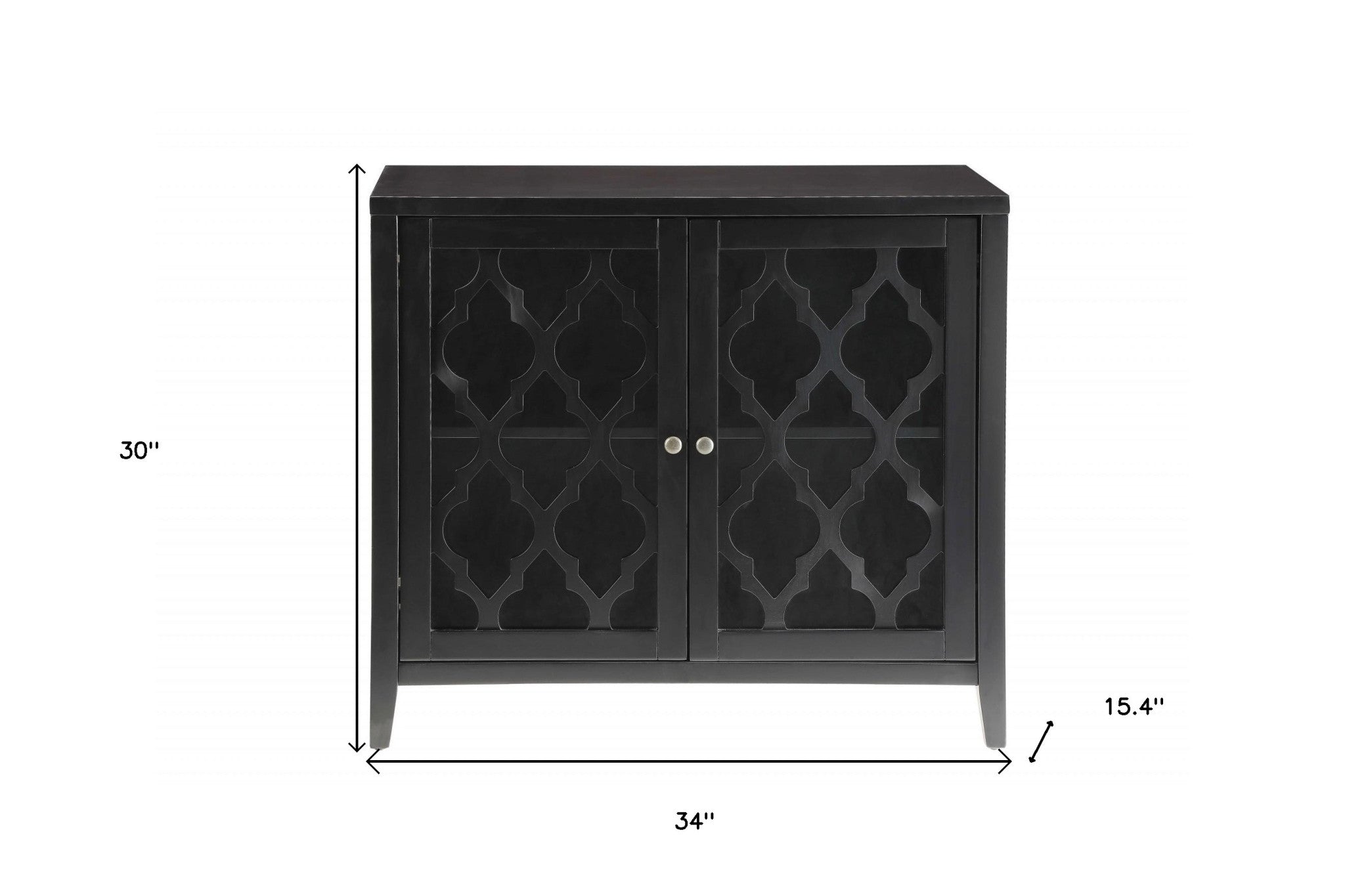 34" Black Sideboard with Two Glass Doors - GreatEagleInc