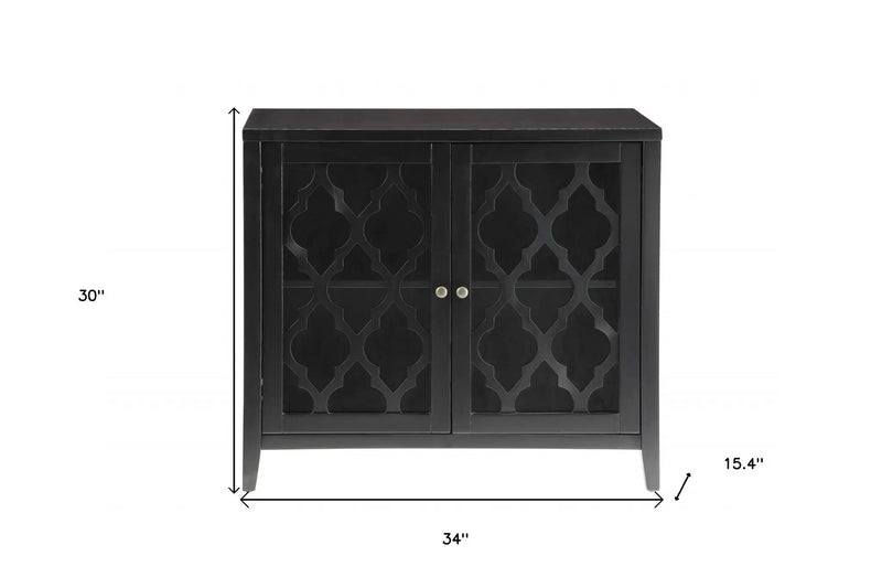 34" Black Sideboard with Two Glass Doors - GreatEagleInc