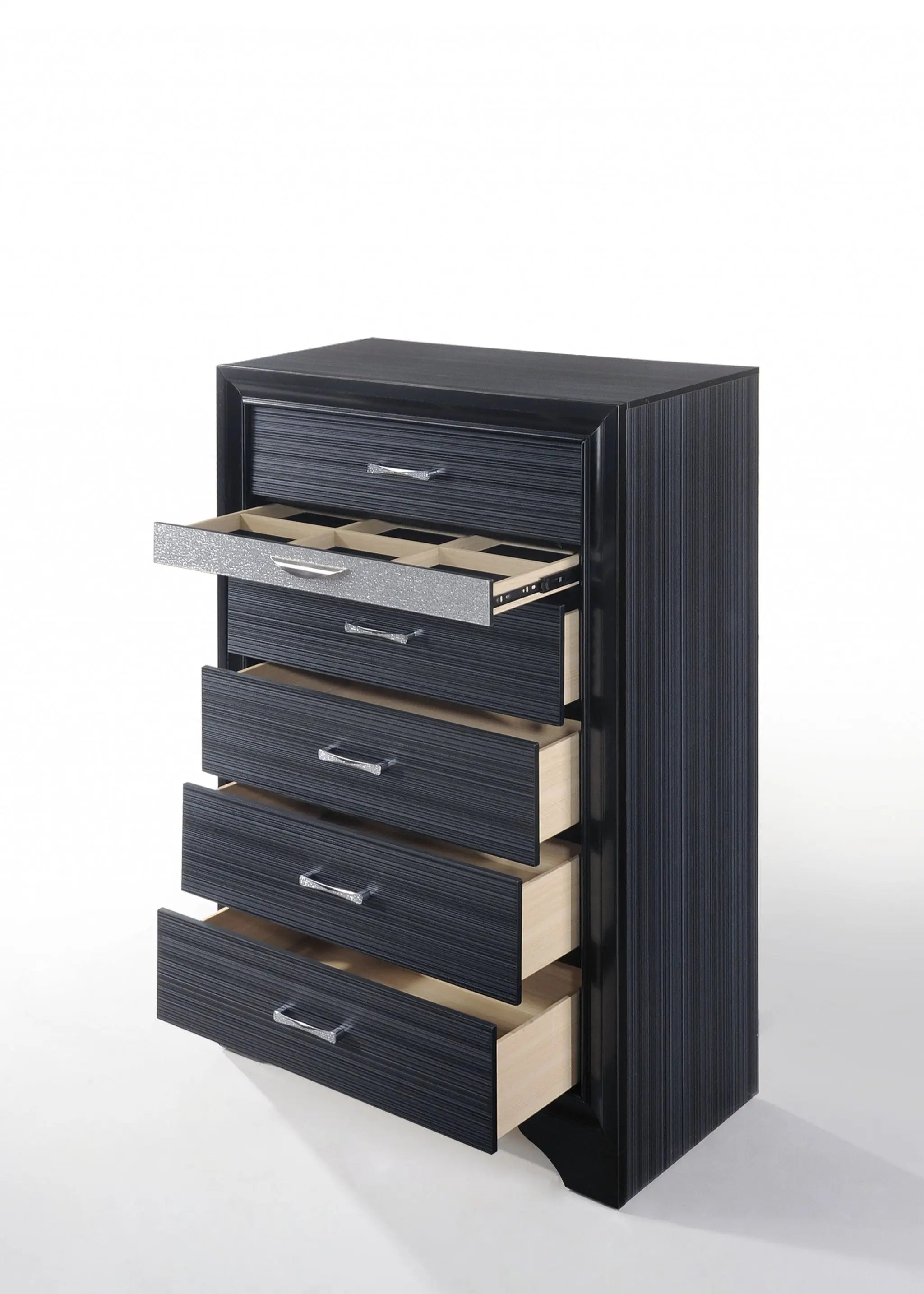 34" Black Solid Wood Six Drawer Chest Homeroots Bed & Bath