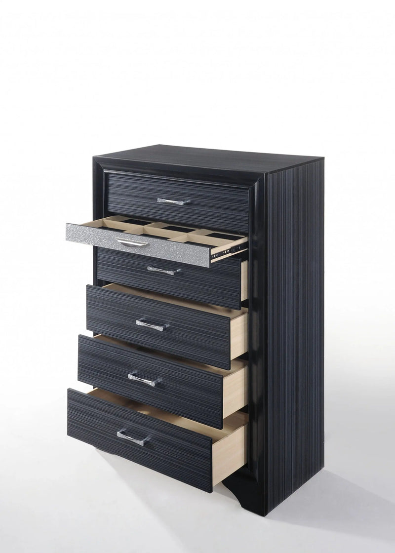 34" Black Solid Wood Six Drawer Chest Homeroots Bed & Bath