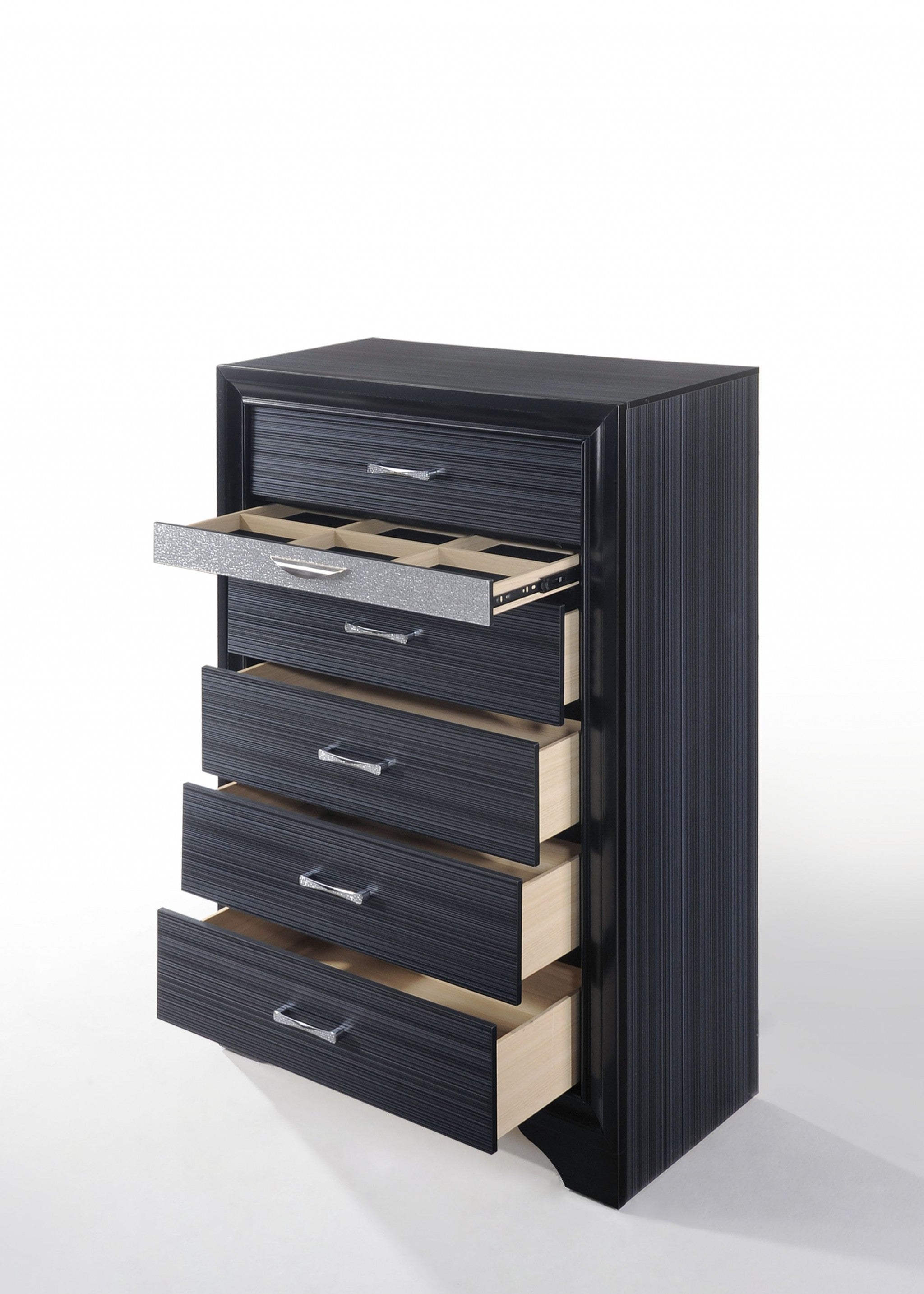 34" Black Solid Wood Six Drawer Chest Homeroots Bed & Bath