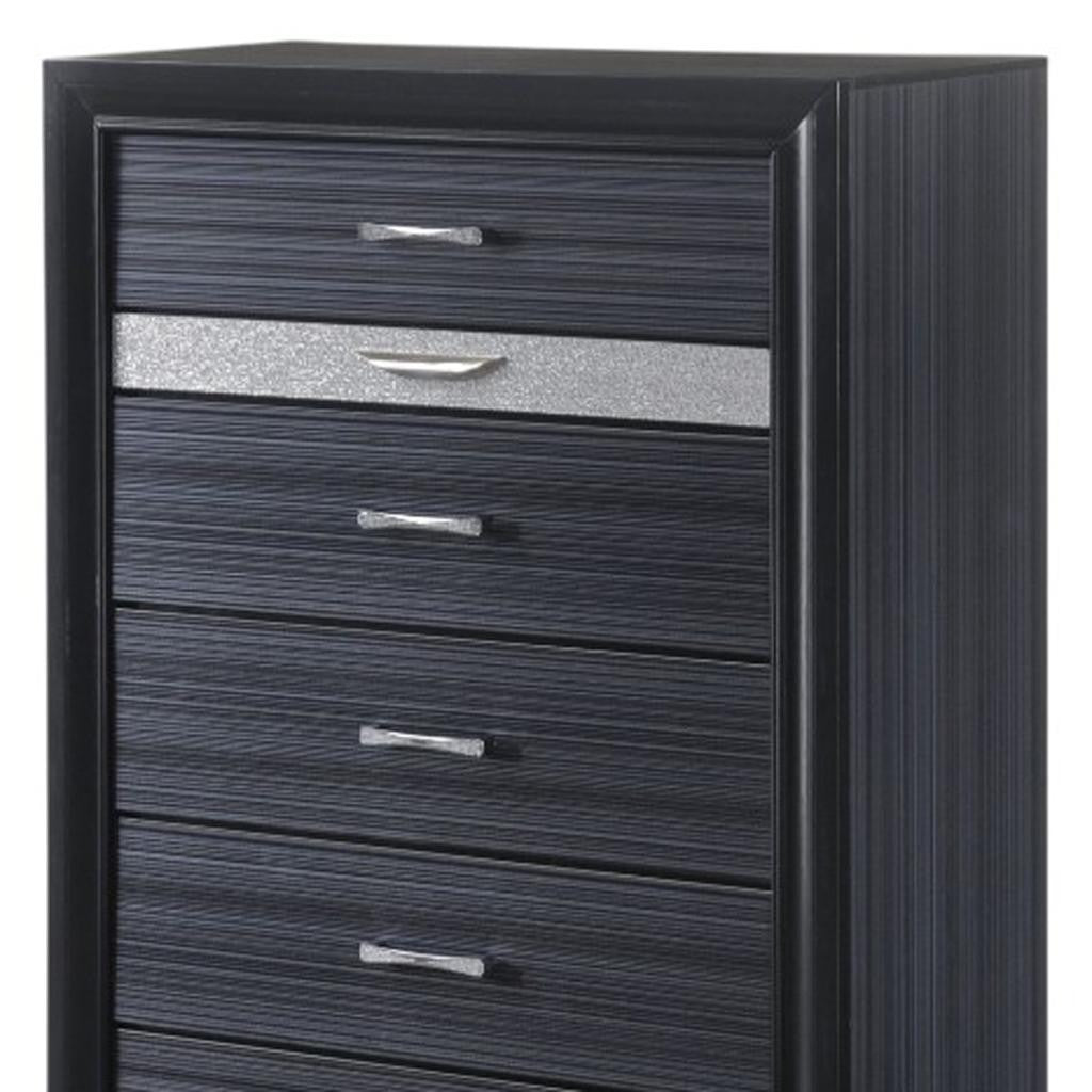34" Black Solid Wood Six Drawer Chest Homeroots Bed & Bath