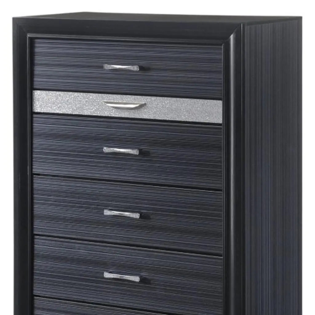 34" Black Solid Wood Six Drawer Chest Homeroots Bed & Bath