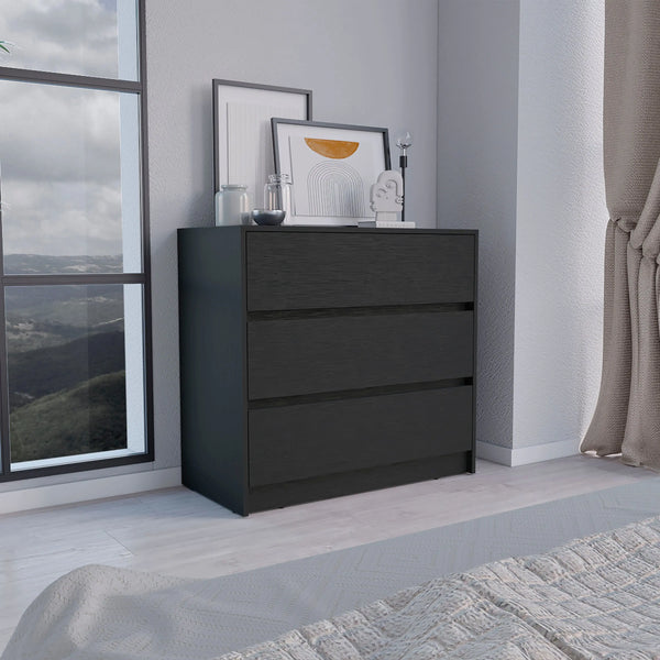 34" Black Three Drawer Dresser Homeroots Bed & Bath