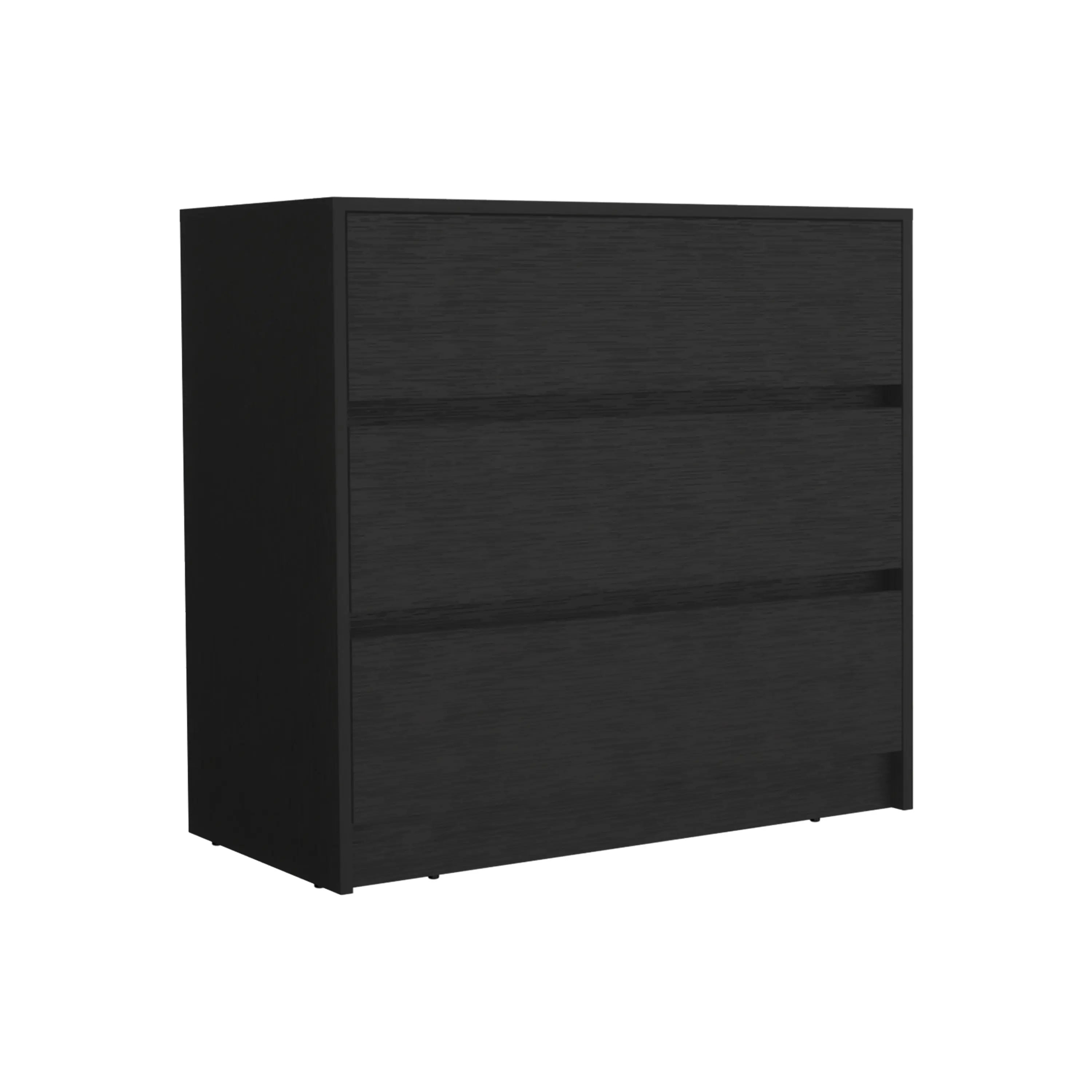 34" Black Three Drawer Dresser Homeroots Bed & Bath