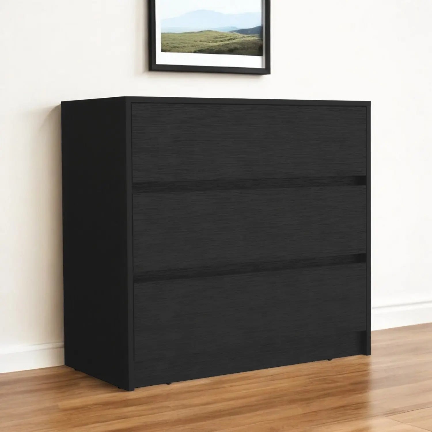 34" Black Three Drawer Dresser Homeroots Bed & Bath