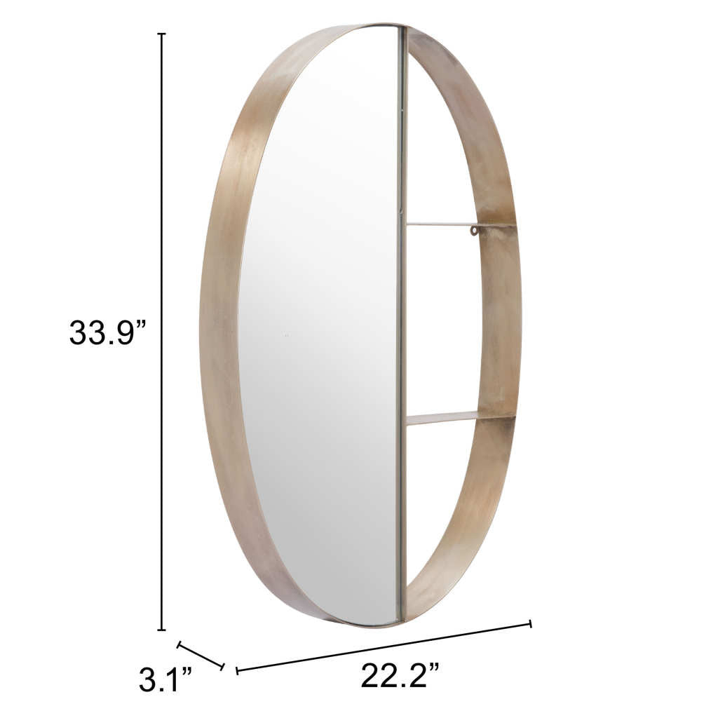34" Bronze Oval Steel Framed Accent Mirror - GreatEagleInc