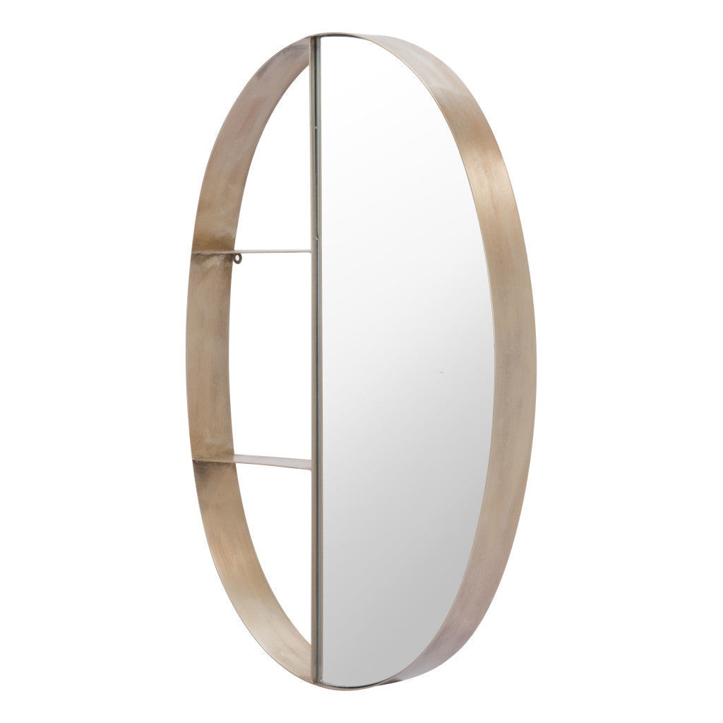 34" Bronze Oval Steel Framed Accent Mirror - GreatEagleInc