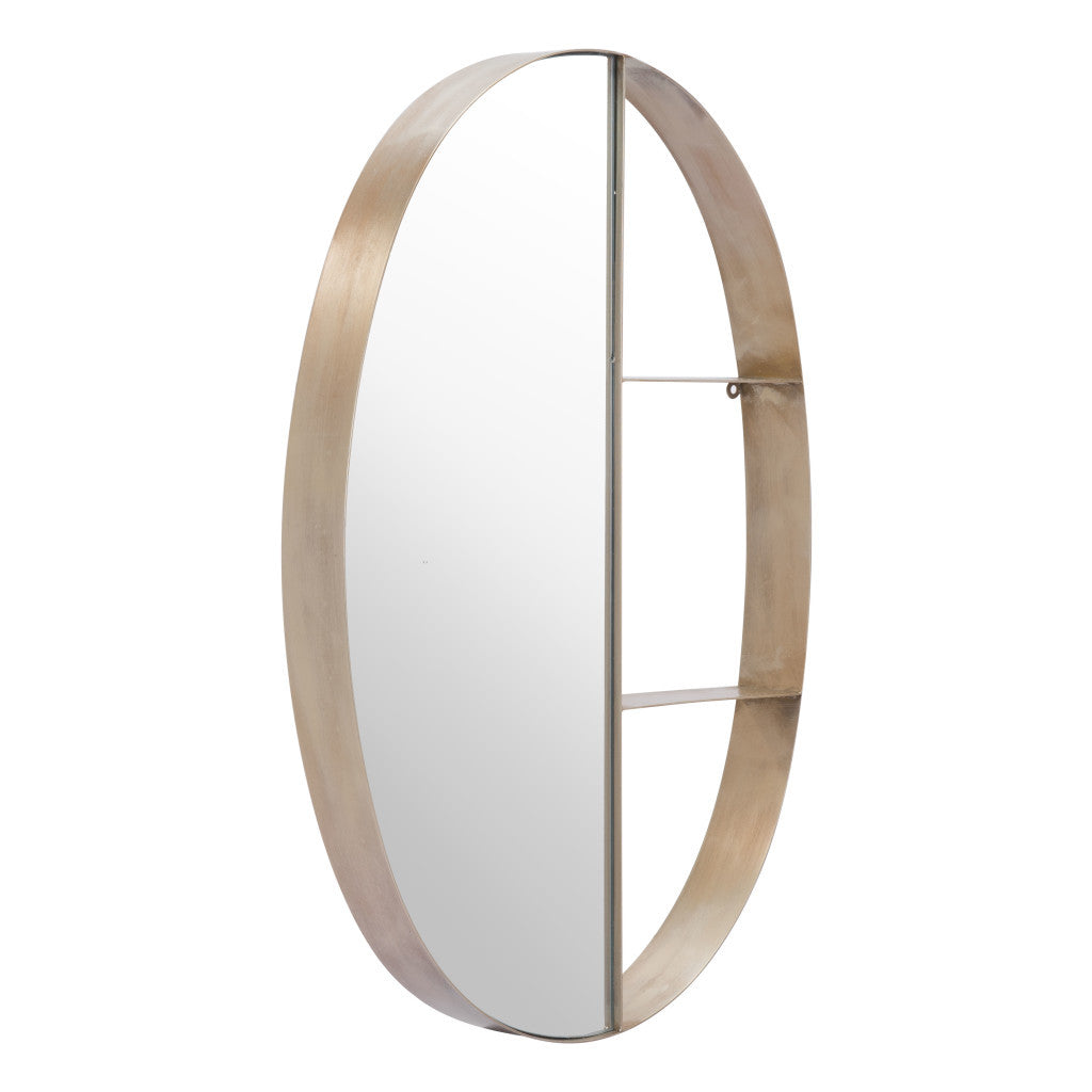 34" Bronze Oval Steel Framed Accent Mirror - GreatEagleInc