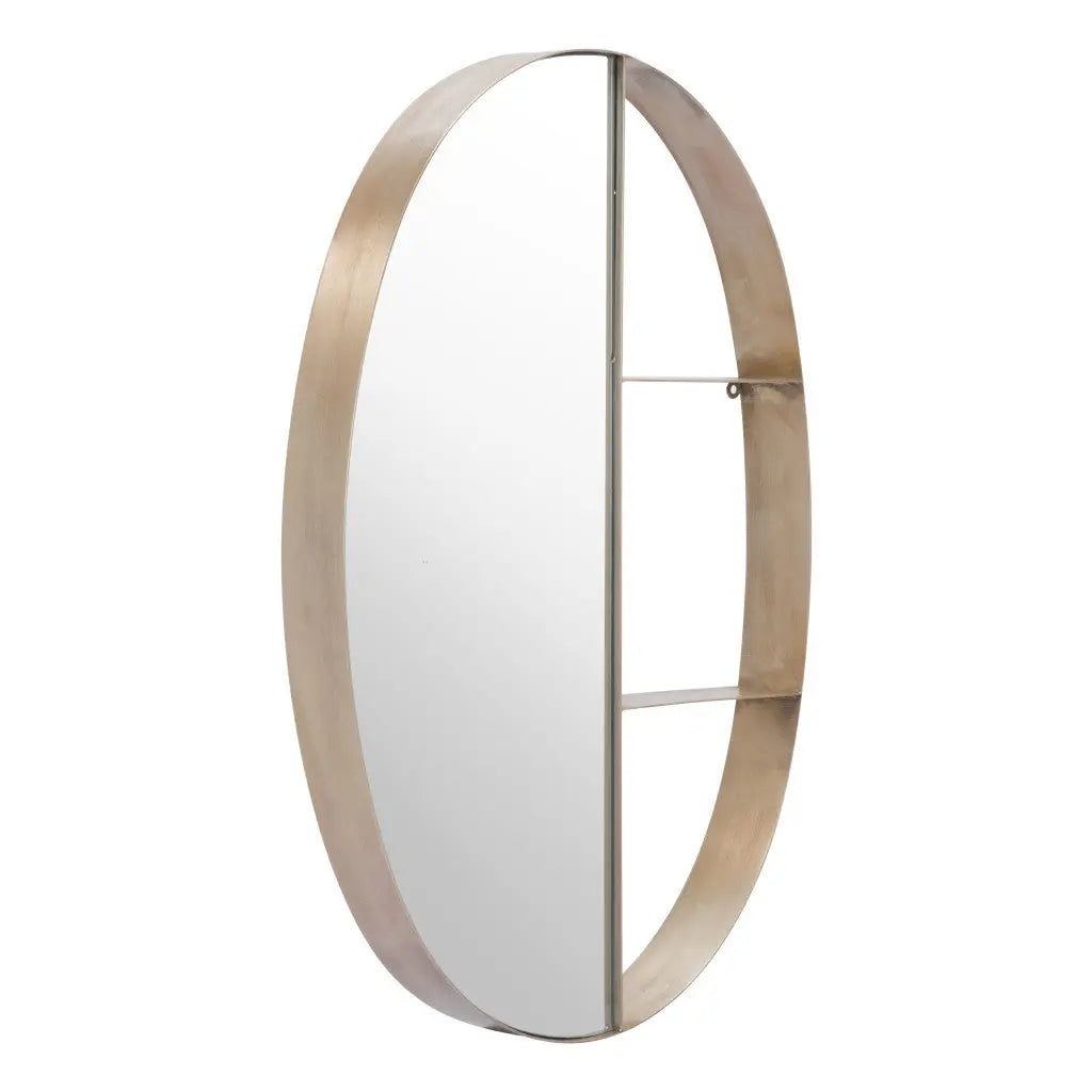 34" Bronze Oval Steel Framed Accent Mirror - GreatEagleInc