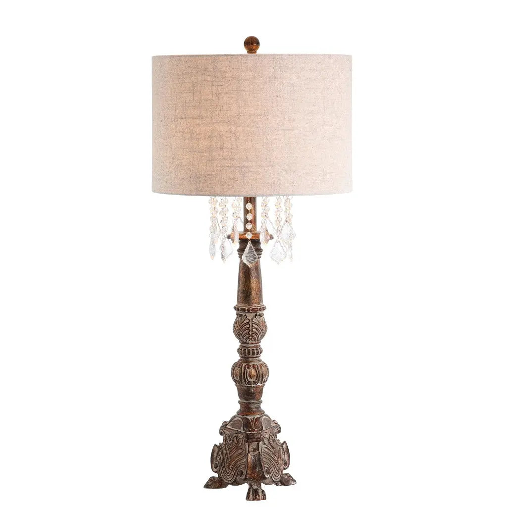 34" Brown Novelty Table Lamp With Drum Shade Homeroots Lighting