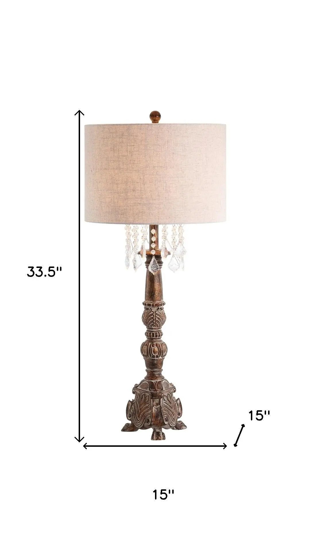 34" Brown Novelty Table Lamp With Drum Shade Homeroots Lighting