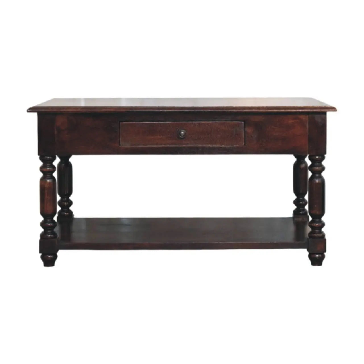 34" Brown Solid Wood Console Table With Shelf And Drawer Homeroots Living Room