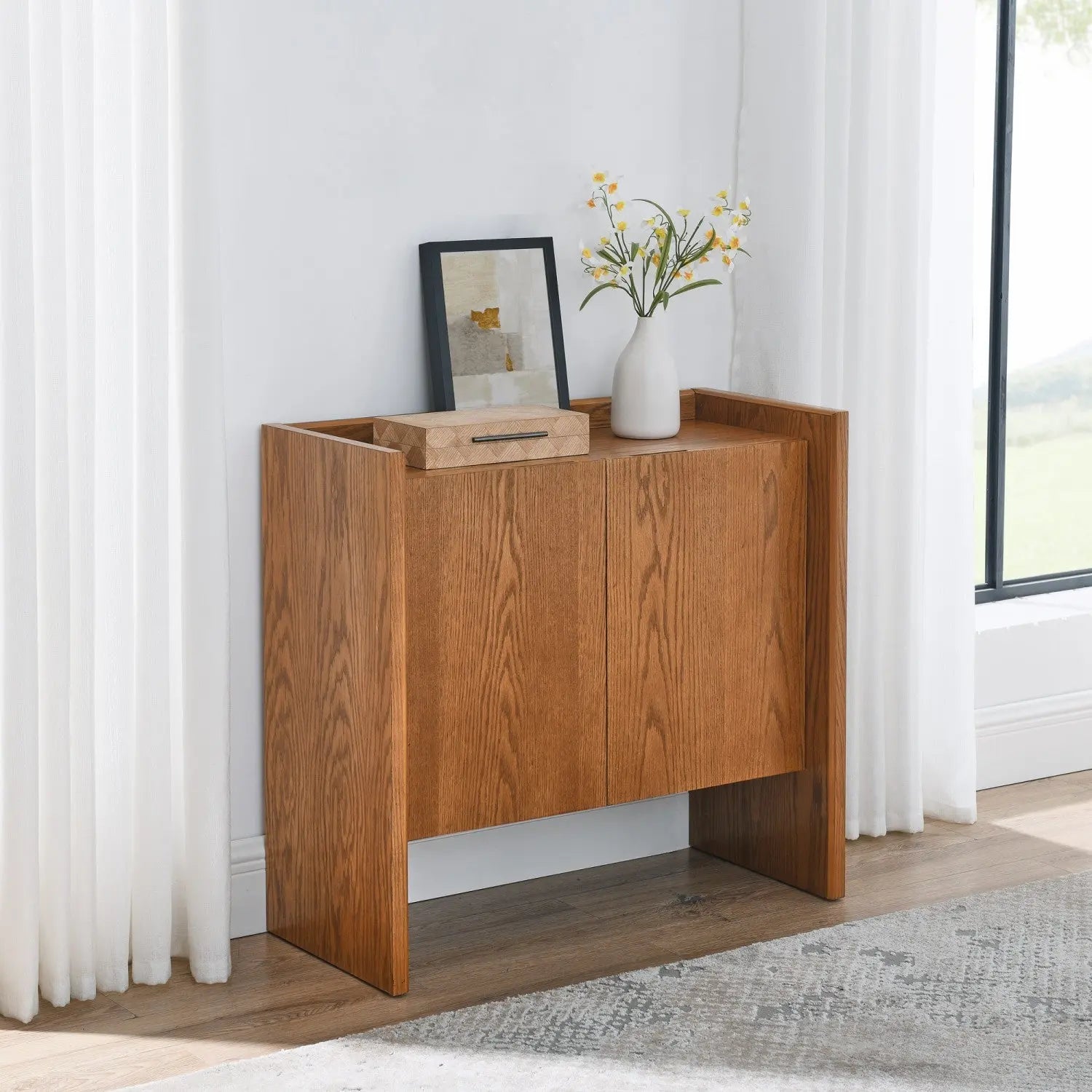 34" Brown Wood Accent Cabinet Homeroots Kitchen & Dining