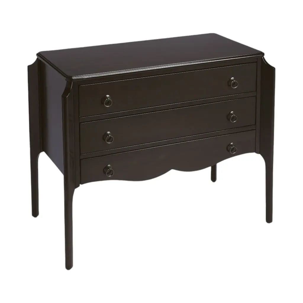 34" Dark Brown Solid Wood Three Drawer Dresser Homeroots Bed & Bath