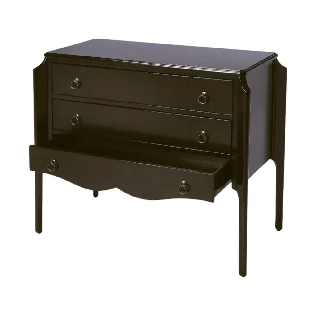 34" Dark Brown Solid Wood Three Drawer Dresser Homeroots Bed & Bath