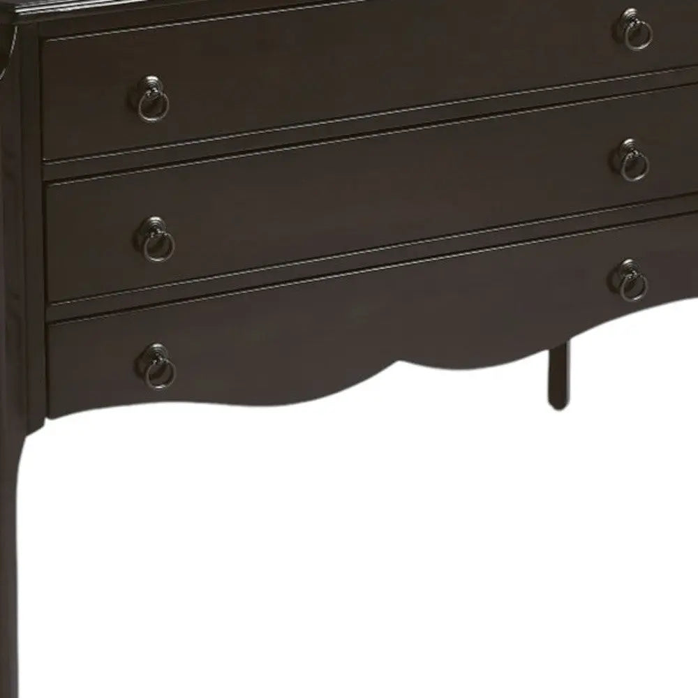 34" Dark Brown Solid Wood Three Drawer Dresser Homeroots Bed & Bath