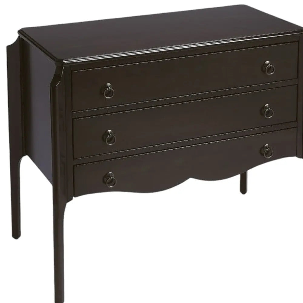34" Dark Brown Solid Wood Three Drawer Dresser Homeroots Bed & Bath