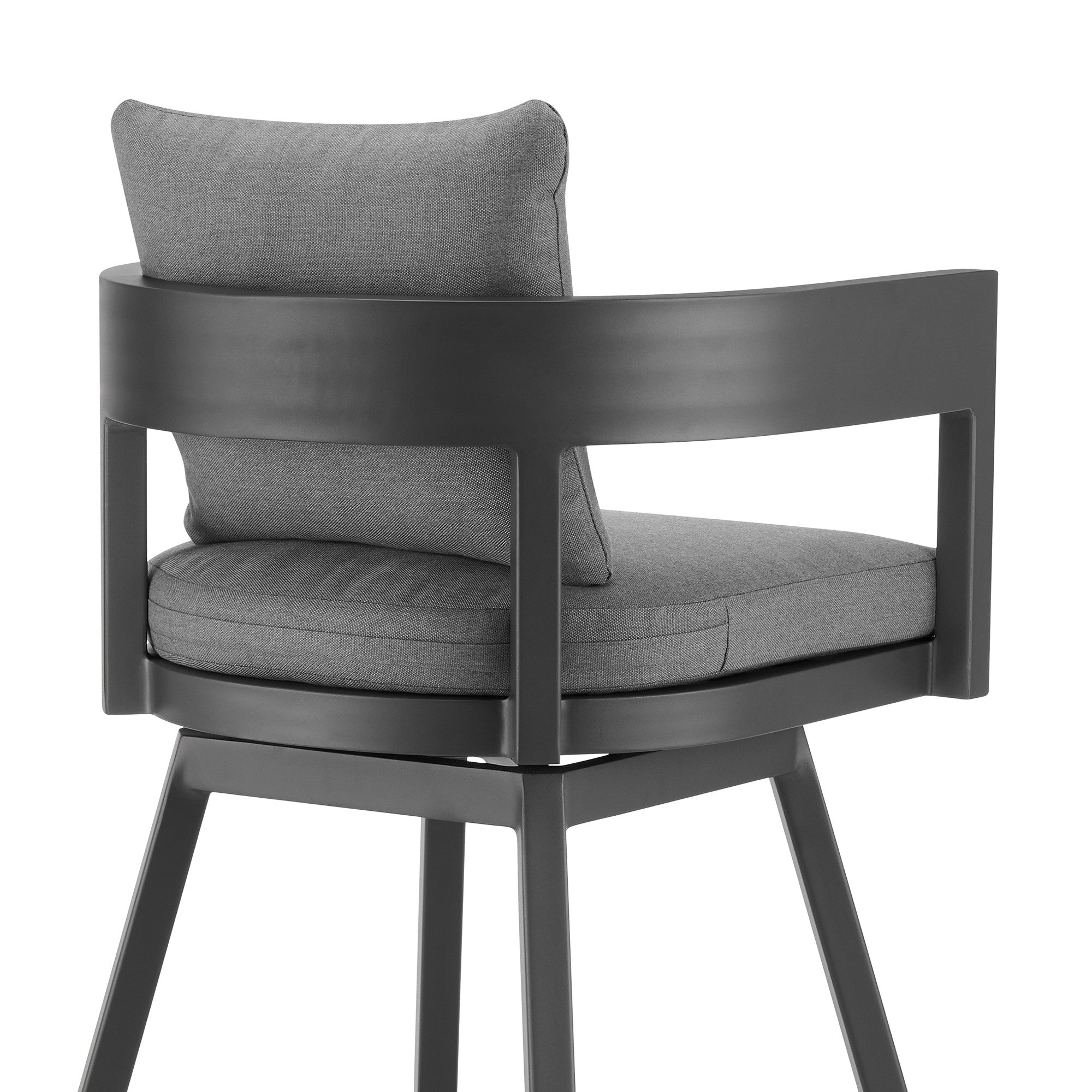34" Dark Gray Metal Swivel Low back Outdoor Counter Height Bar chair with Footrest - GreatEagleInc