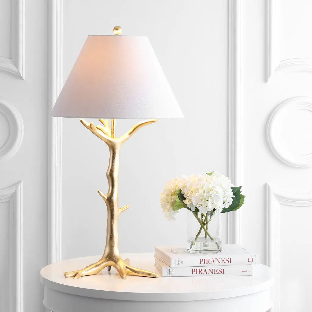 34" Gold Novelty Table Lamp With Empire Shade Homeroots Lighting