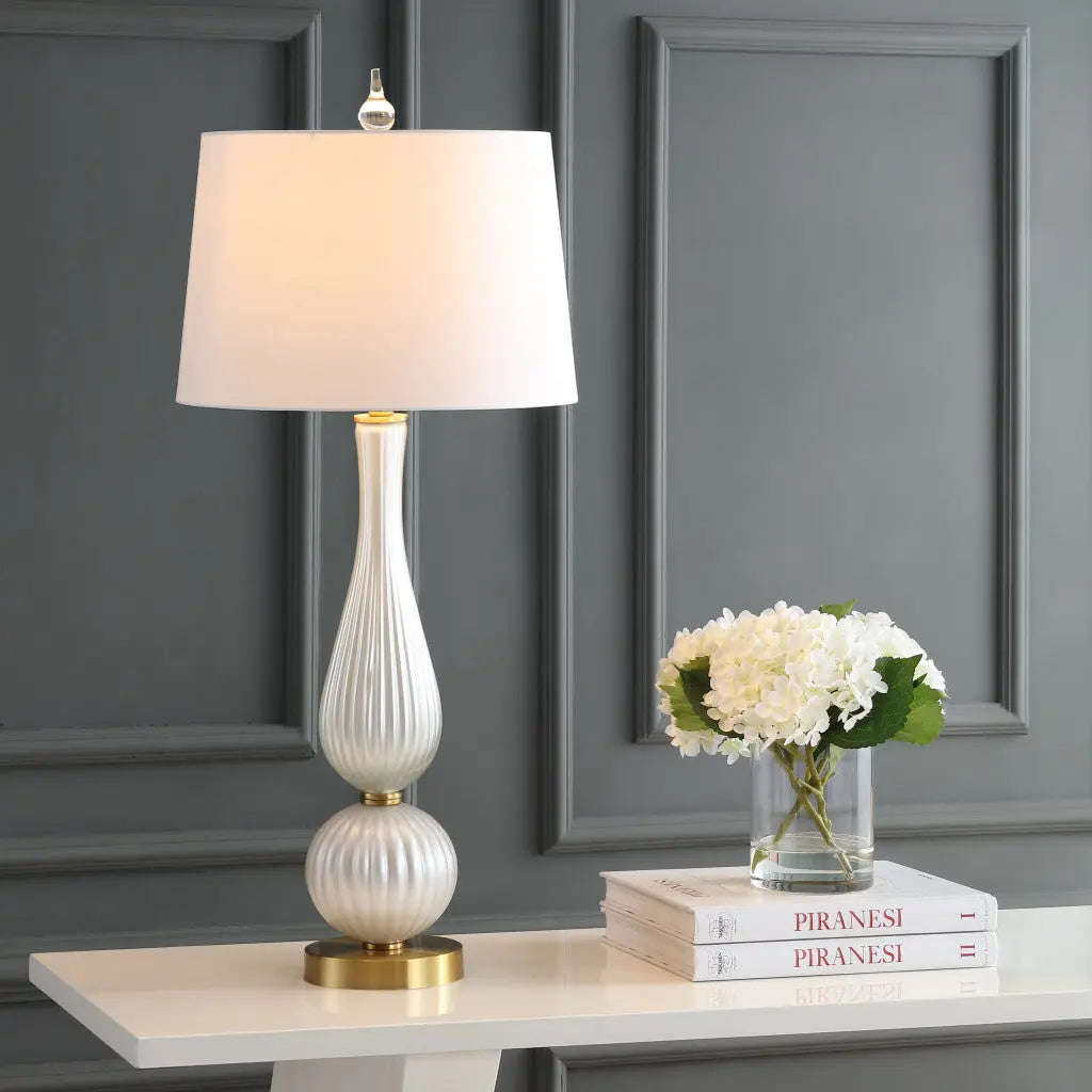 34" Gold Novelty Table Lamp With Globe Shade Homeroots Lighting