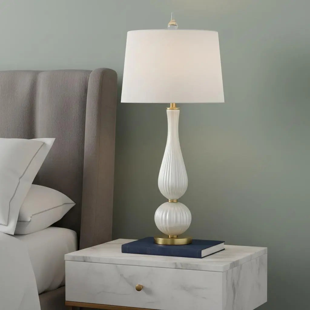 34" Gold Novelty Table Lamp With Globe Shade Homeroots Lighting