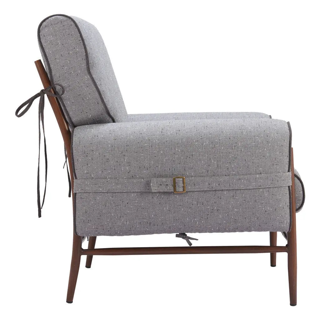 34" Gray And Brown Upholstered Arm Chair Homeroots Living Room