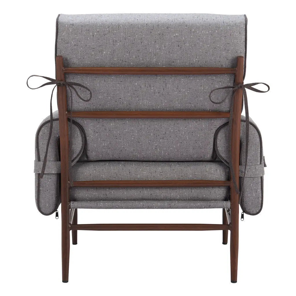 34" Gray And Brown Upholstered Arm Chair Homeroots Living Room