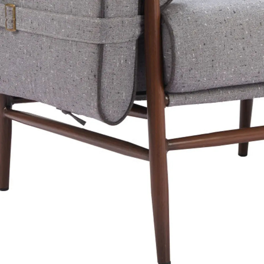 34" Gray And Brown Upholstered Arm Chair Homeroots Living Room