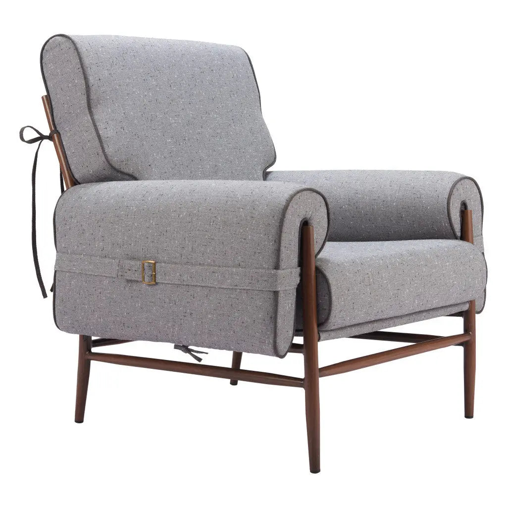 34" Gray And Brown Upholstered Arm Chair Homeroots Living Room