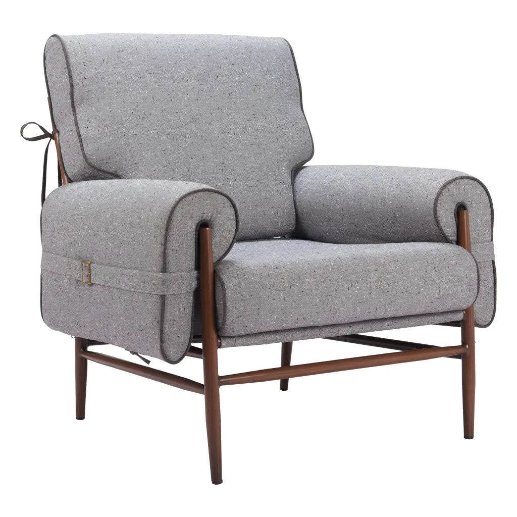 34" Gray And Brown Upholstered Arm Chair Homeroots Living Room