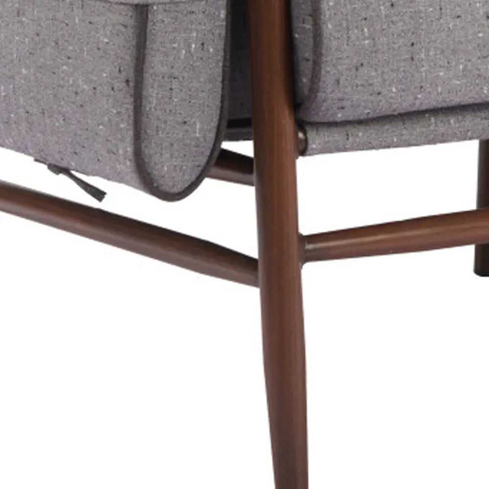 34" Gray And Brown Upholstered Arm Chair Homeroots Living Room