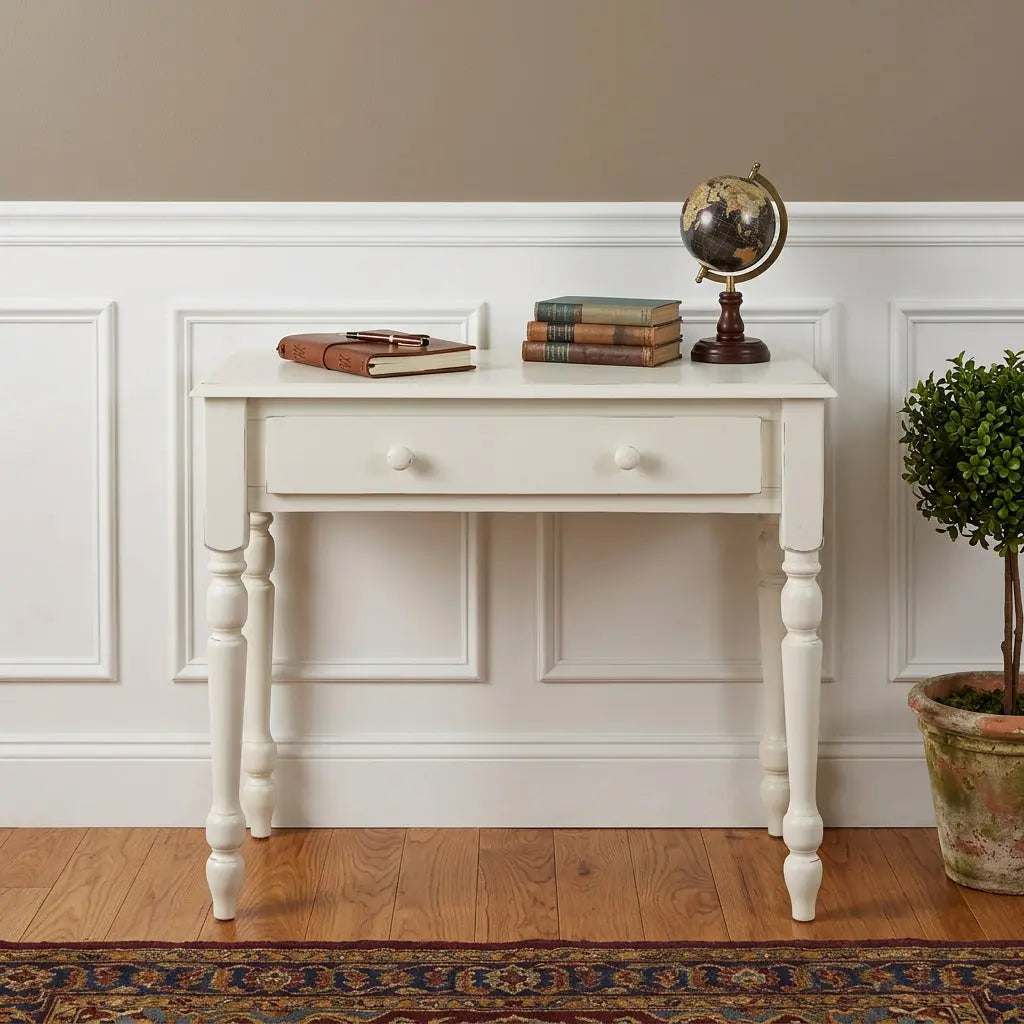34" Off White Solid Wood Writing Desk Homeroots Office