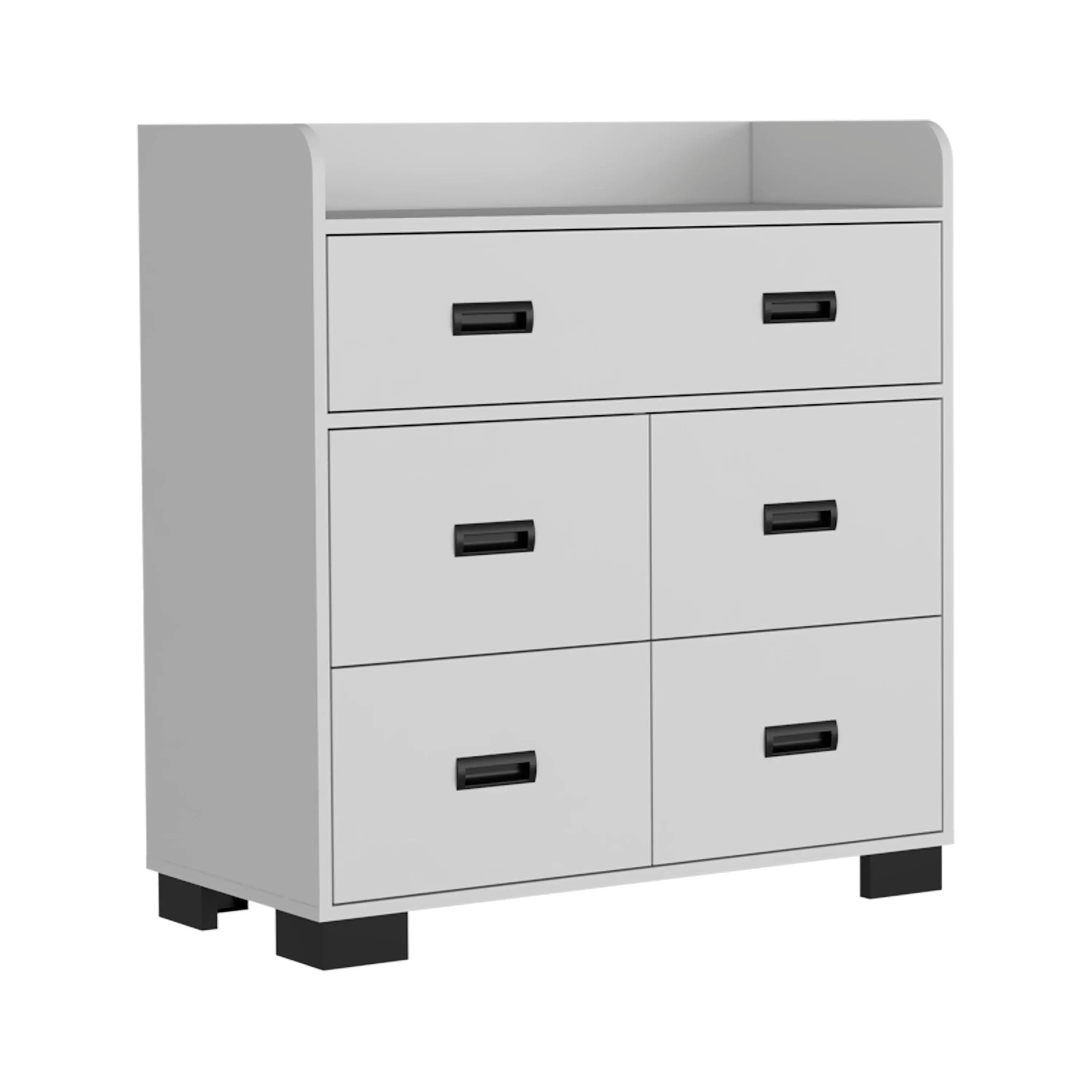 34" White Five Drawer Dresser Homeroots Bed & Bath