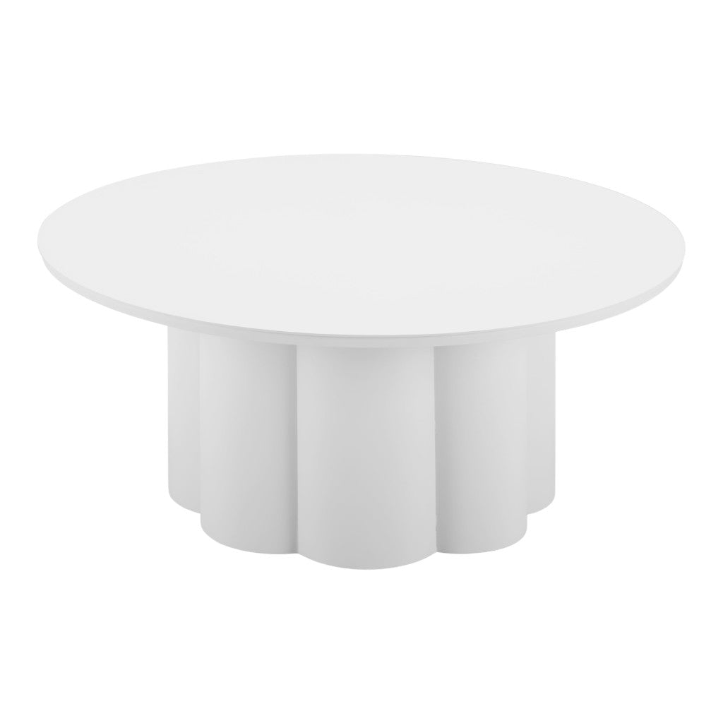 34" White Rounded Aluminum Outdoor Coffee Table - GreatEagleInc