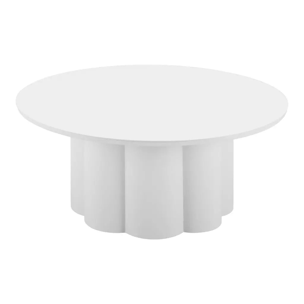 34" White Rounded Aluminum Outdoor Coffee Table - GreatEagleInc