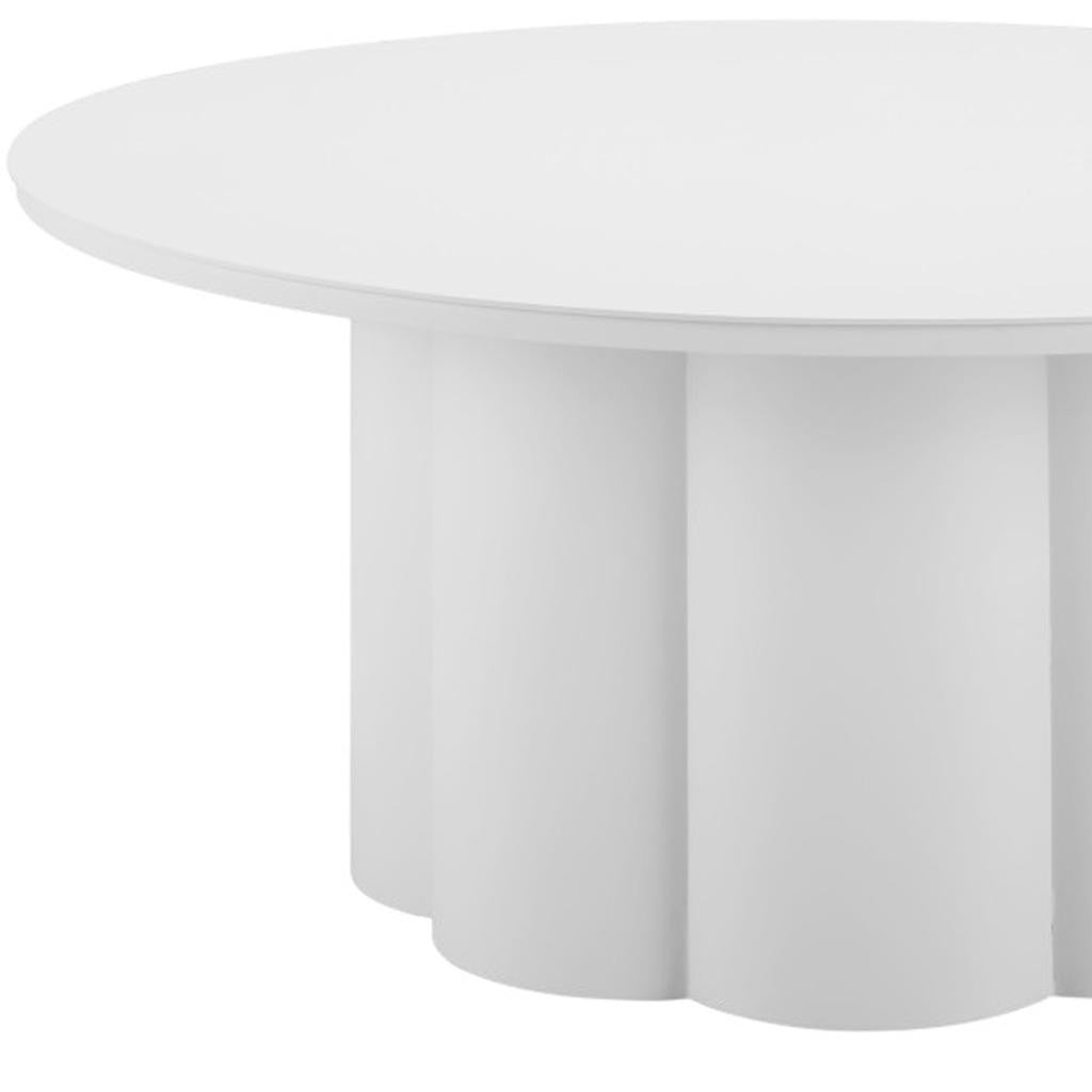 34" White Rounded Aluminum Outdoor Coffee Table - GreatEagleInc