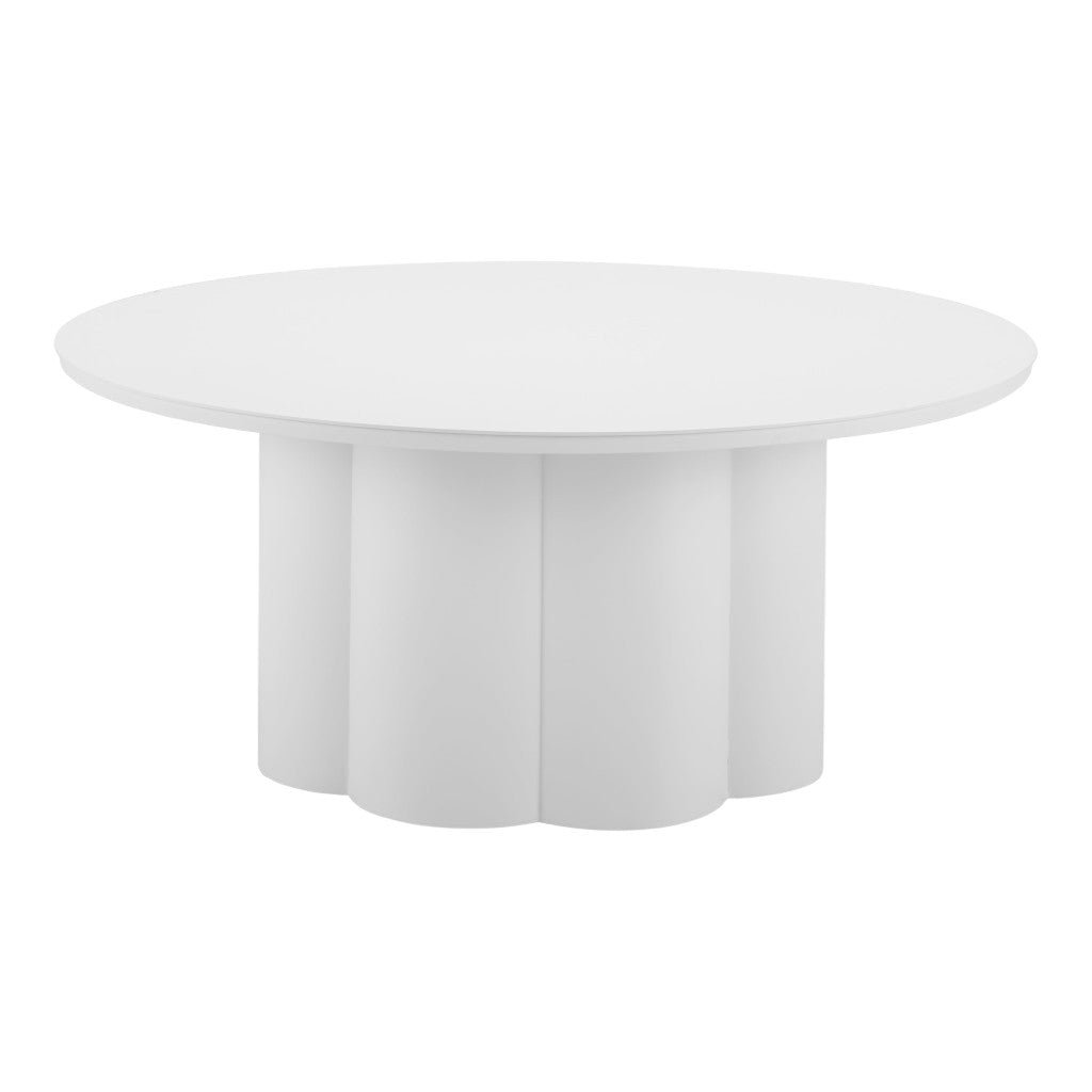 34" White Rounded Aluminum Outdoor Coffee Table - GreatEagleInc