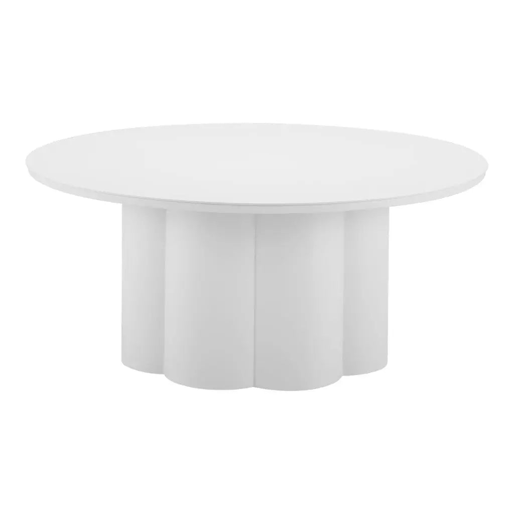 34" White Rounded Aluminum Outdoor Coffee Table - GreatEagleInc