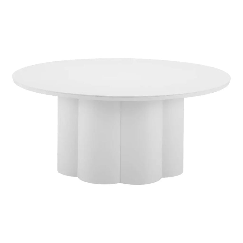34" White Rounded Aluminum Outdoor Coffee Table - GreatEagleInc