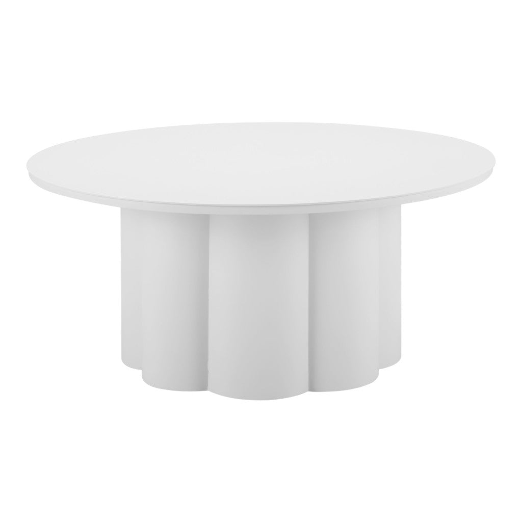 34" White Rounded Aluminum Outdoor Coffee Table - GreatEagleInc