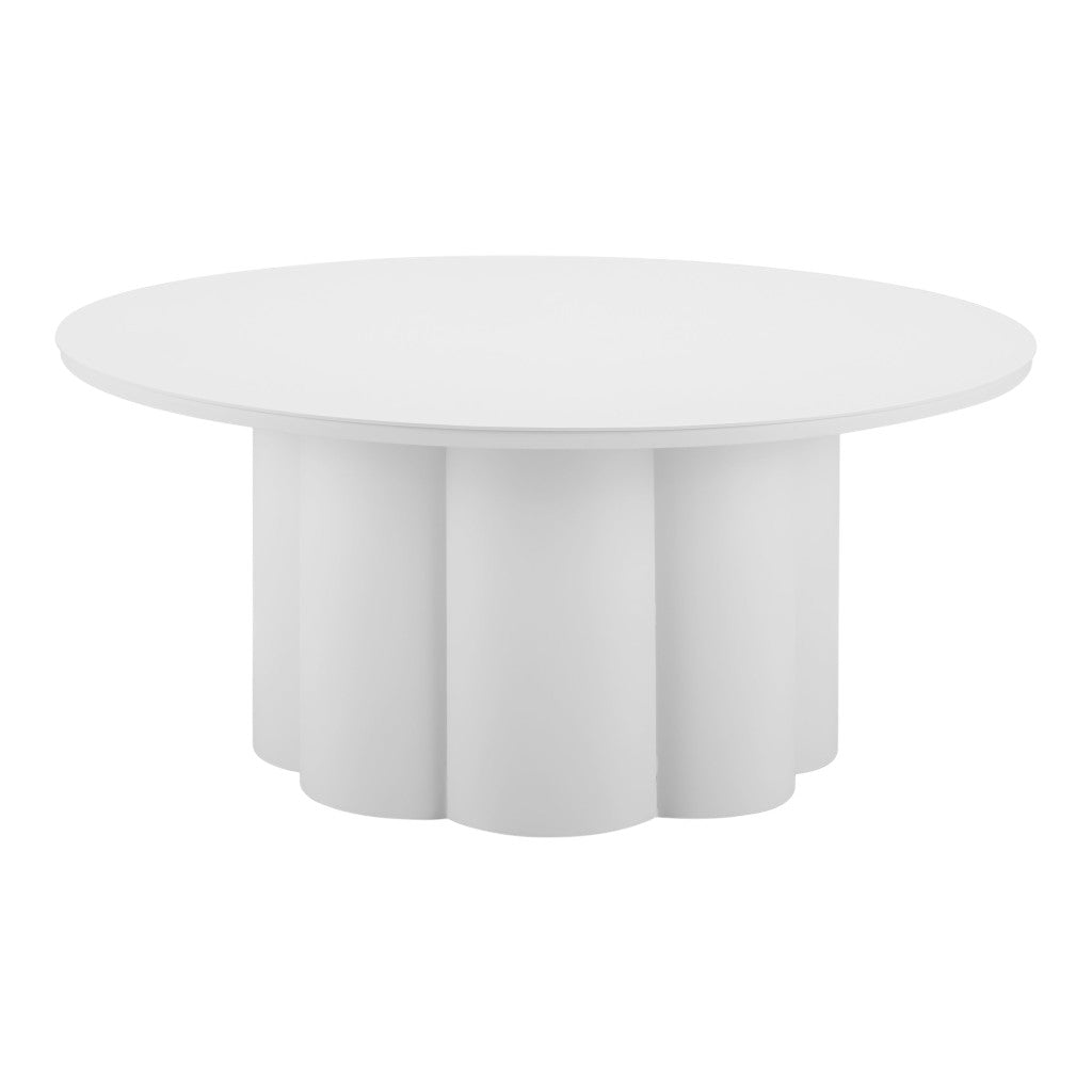 34" White Rounded Aluminum Outdoor Coffee Table - GreatEagleInc