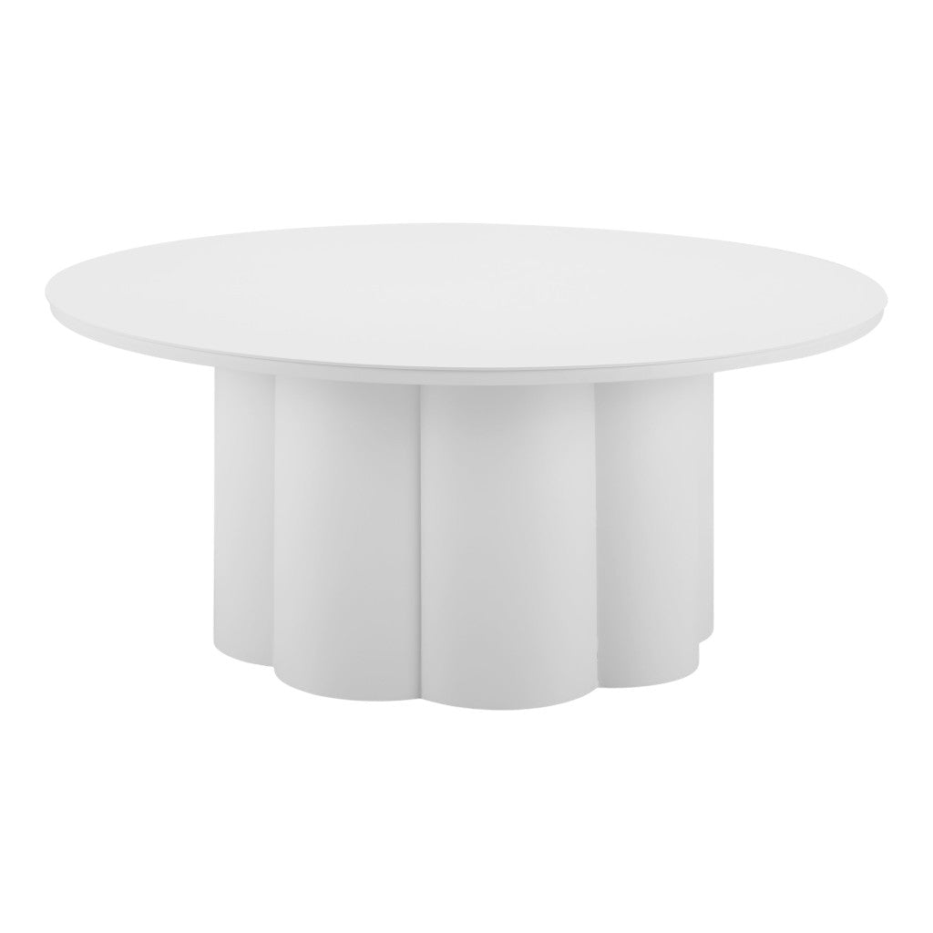 34" White Rounded Aluminum Outdoor Coffee Table - GreatEagleInc