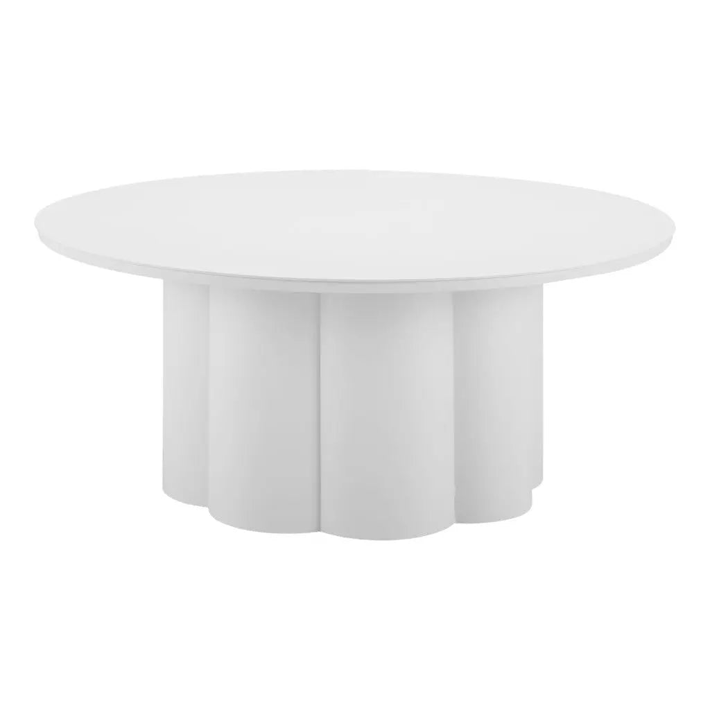 34" White Rounded Aluminum Outdoor Coffee Table - GreatEagleInc